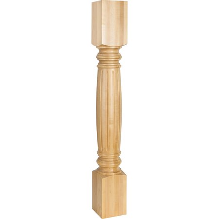 HARDWARE RESOURCES 4-1/2" Wx4-1/2"Dx35-1/2"H Rubberwood Fluted Post P19RW